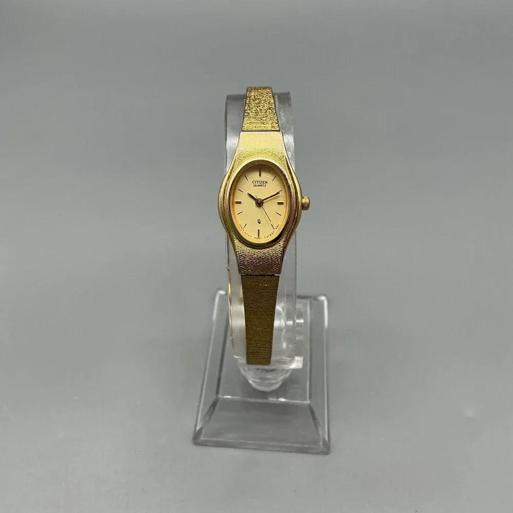 Vintage Citizen Quartz Womens Watch 17mm Gold Tone 5930-S25350 New Battery 7